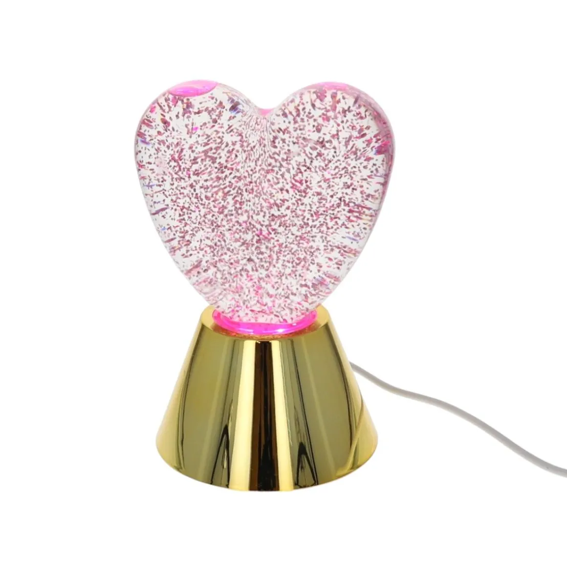 Lampe cœur rose à paillettes