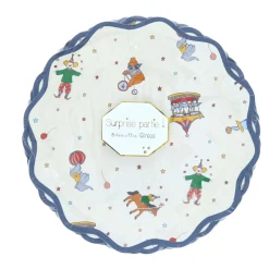 Lot de 8 assiettes bleues Cirque