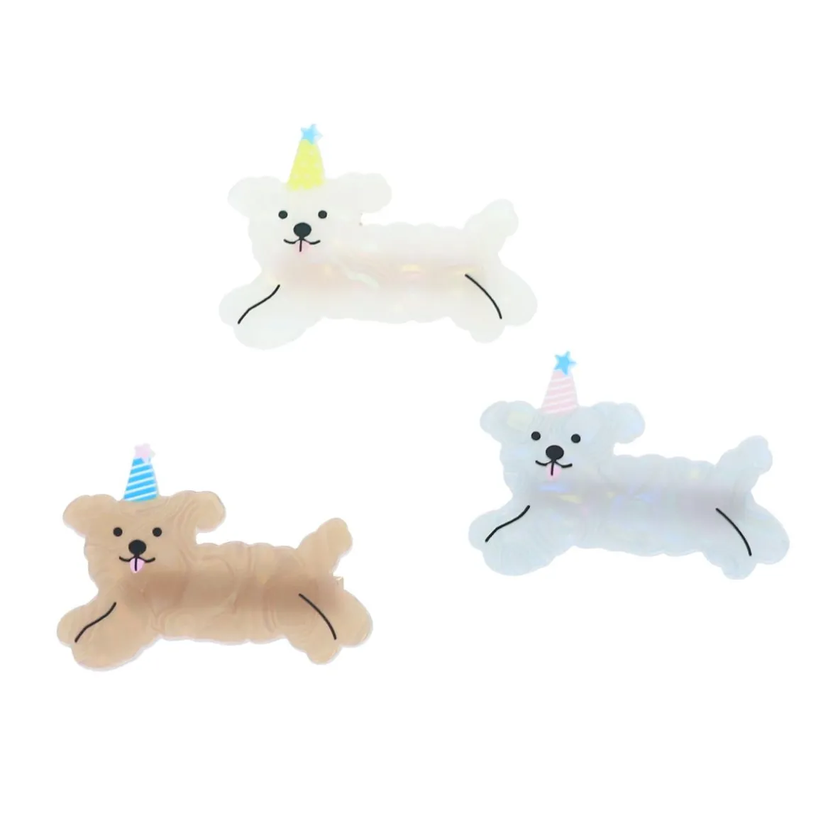 Lot de 3 barrettes cheveux enfant chiens