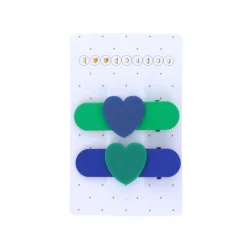 Lot de 2 barrettes cœur bleu vert