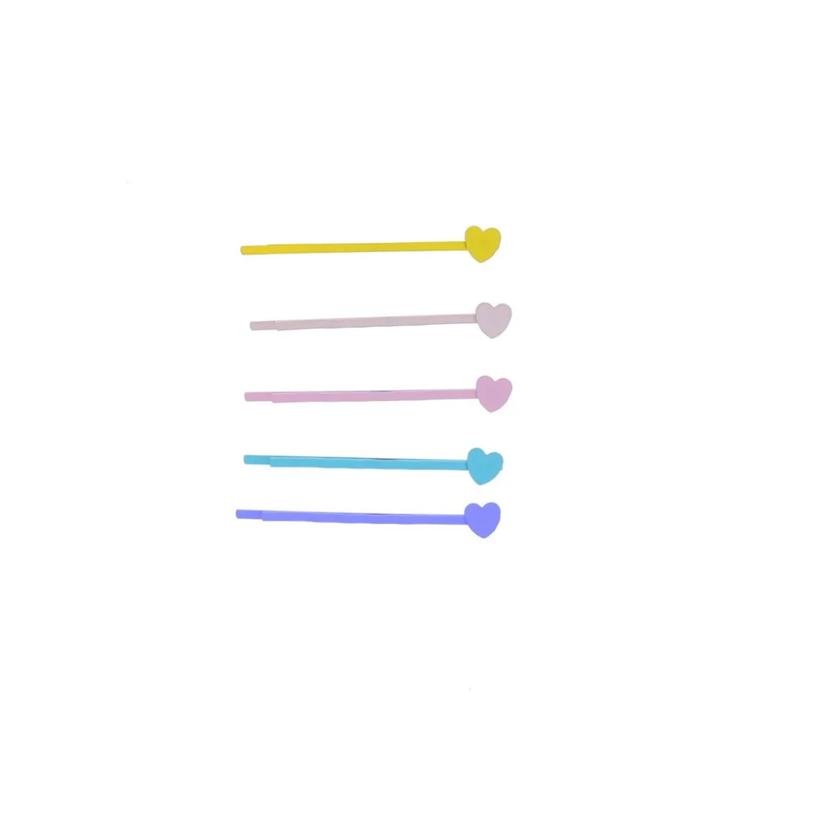 Lot de 5 barrettes cœurs multicolores
