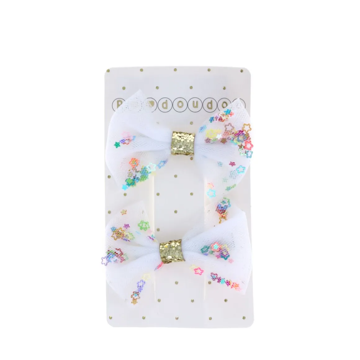Lot de 2 barrettes noeud étoiles multicolores