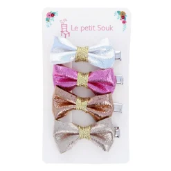 Lot de 4 barrettes noeuds métalliques