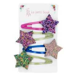 Lot de 4 barrettes étoiles pailletées