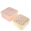 Lot de 2 boîtes à goûter fleurs roses