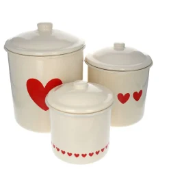 Lot de 3 boîtes métal cœur rouge