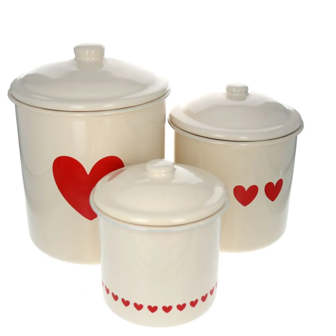 Lot de 3 boîtes métal cœur rouge