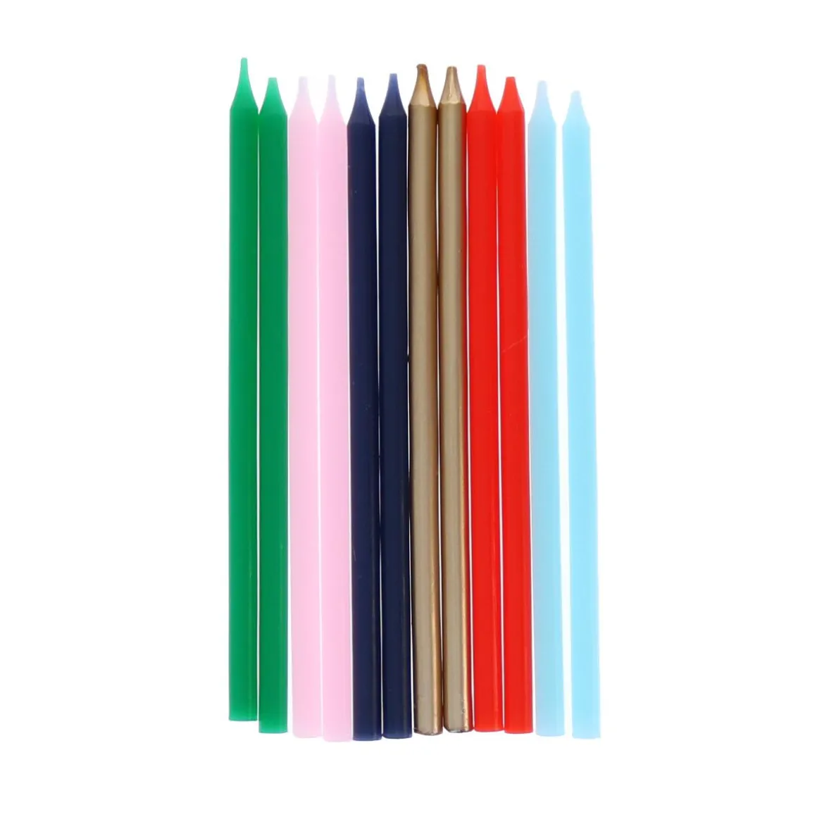 Lot de 12 bougies multicolores