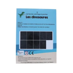 Lot de 9 cartes de coloriages à gratter dinosaures