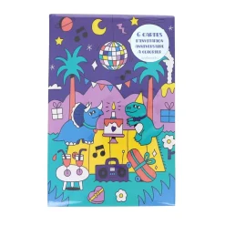 Lot de 6 cartes d'invitation anniversaire Dinosaures