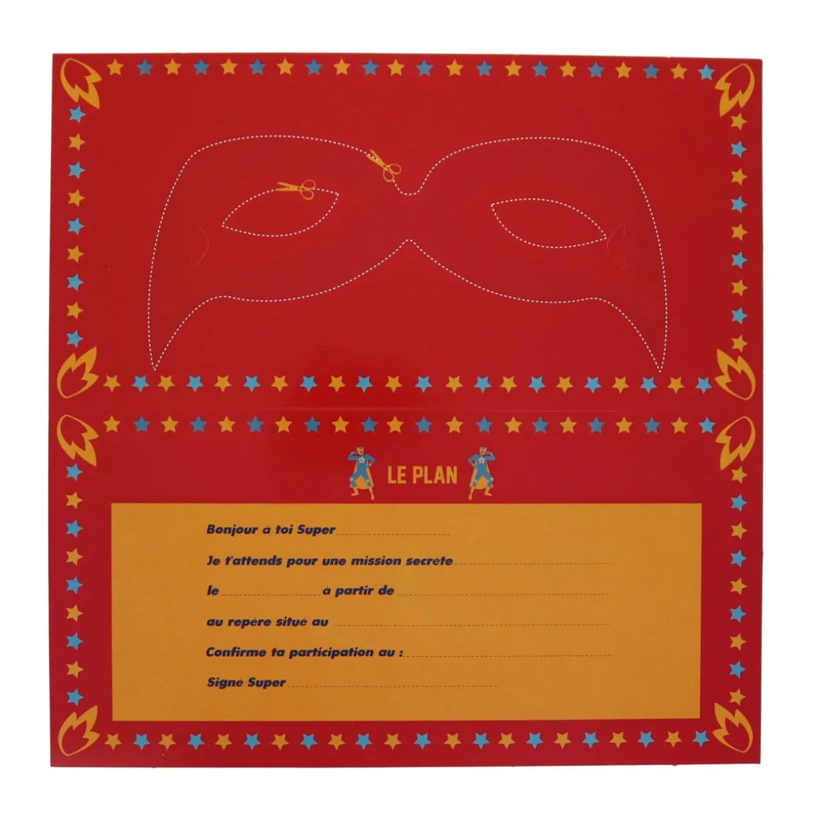 Lot de 6 cartes d'invitation Super-héros