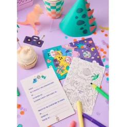 Lot de 6 cartes d'invitation anniversaire Dinosaures