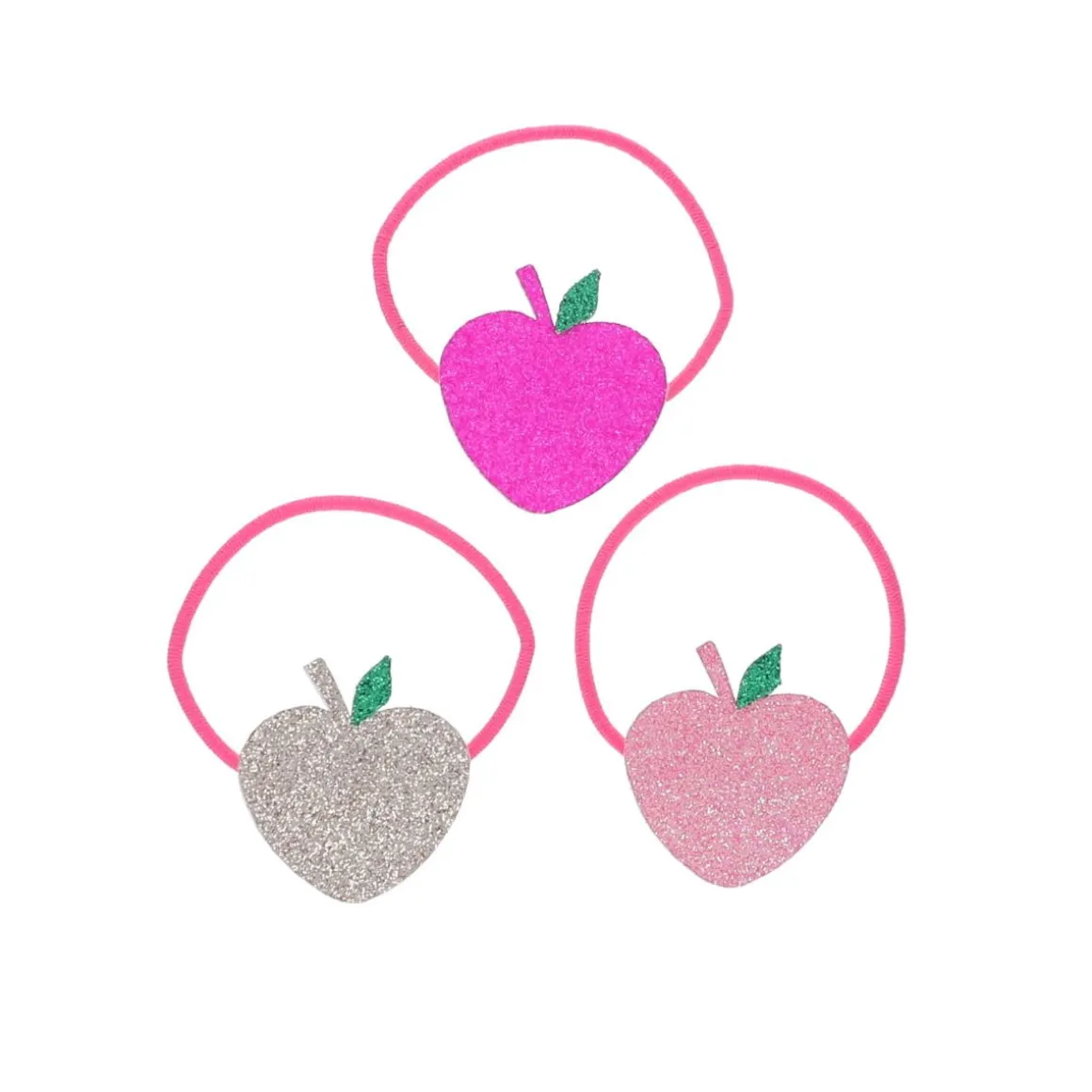 Lot de 3 élastiques pommes à paillettes - Dans mon jardin