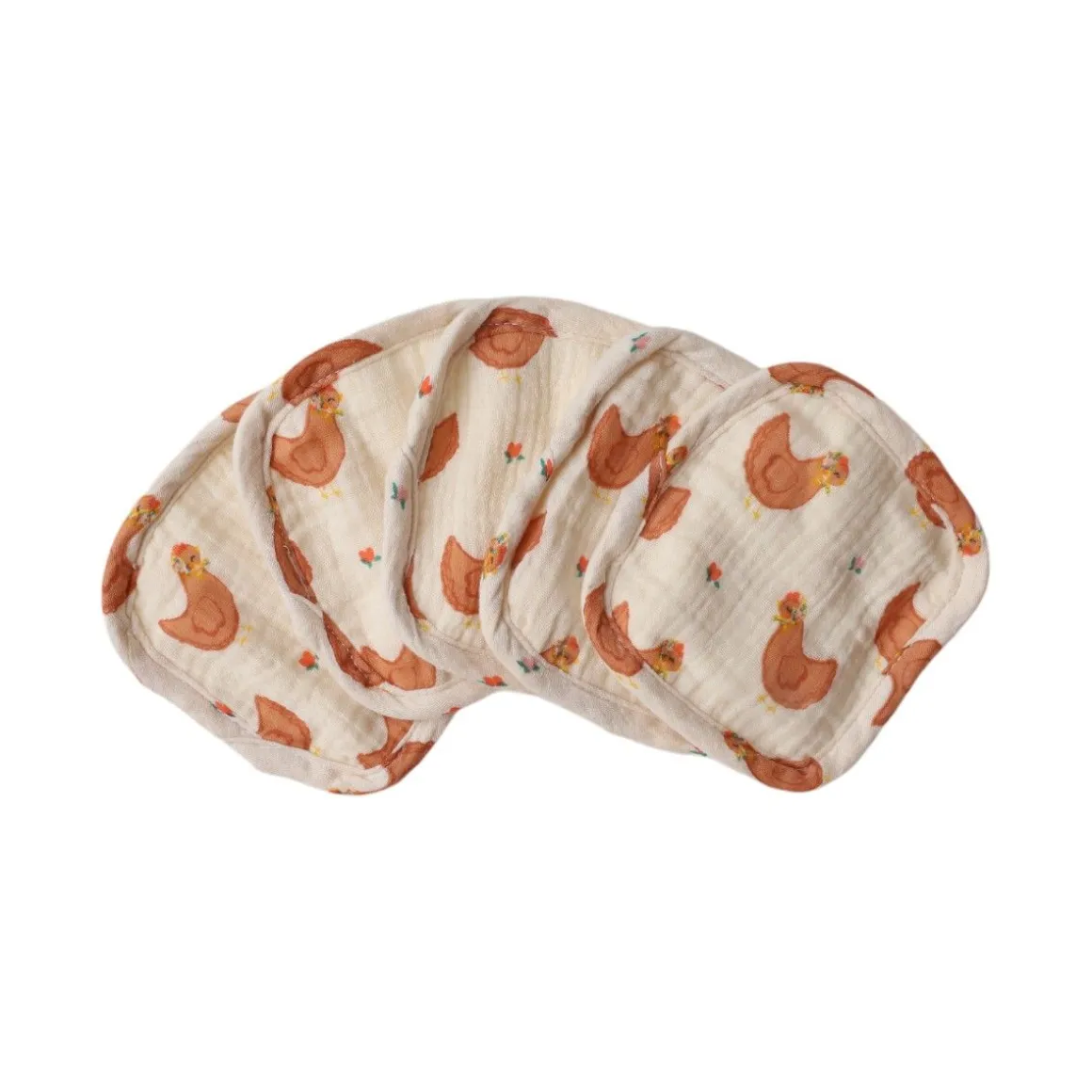 Lot de 5 lingettes lavables en éponge - La petite poule rousse