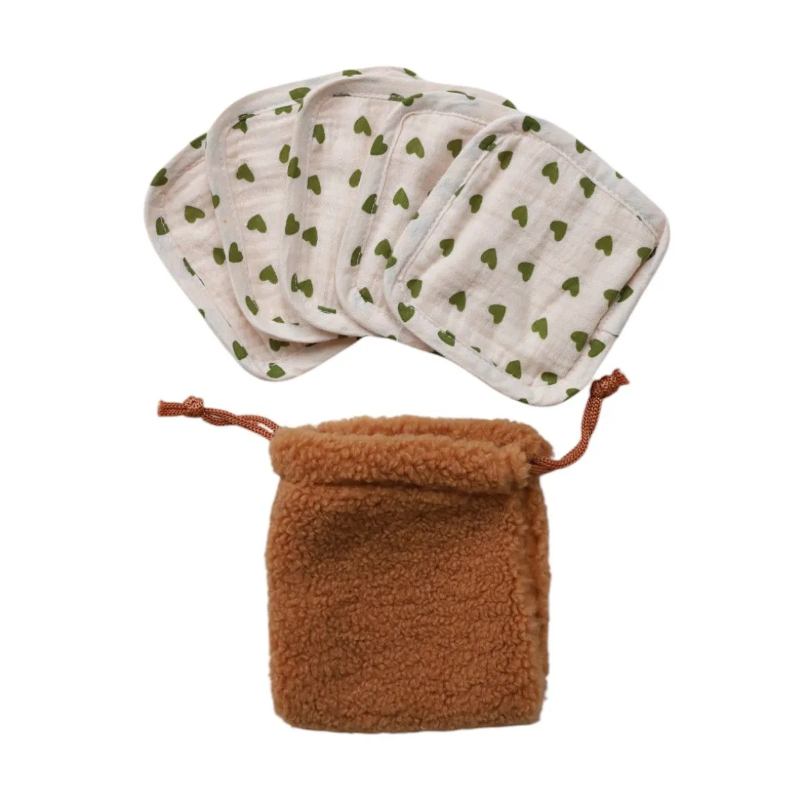 Lot de 5 lingettes lavables pochon fausse fourrure - Bébé Highland