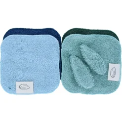 Lot de 4 lingettes lavables en éponge vert bleu