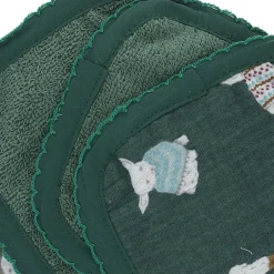 Lot de 4 lingettes lavables en éponge vert - Doux comme un agneau