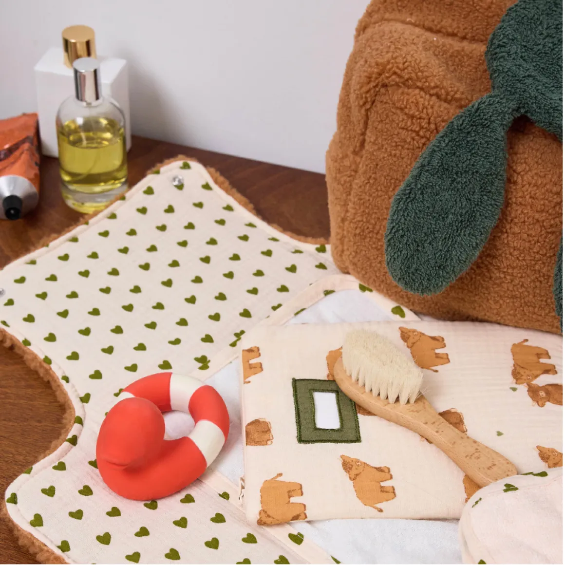 Lot de 5 lingettes lavables pochon fausse fourrure - Bébé Highland