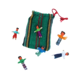 Lot de 6 mini poupées porte-bonheur pochon