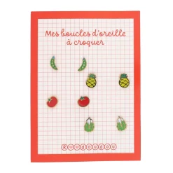 Lot de 4 paires boucles d'oreilles enfants fruits légumes