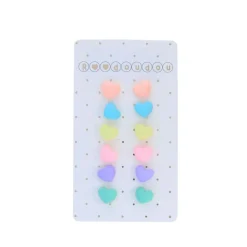 Lot de 6 paires de boucles d'oreilles cœurs multicolores