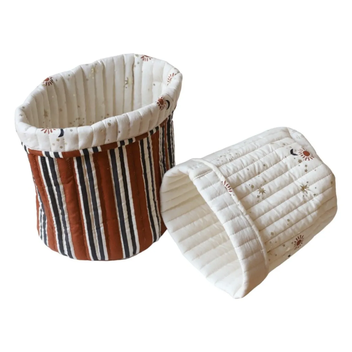 Lot de 2 paniers de rangement marron et écru - Curiosité du ciel