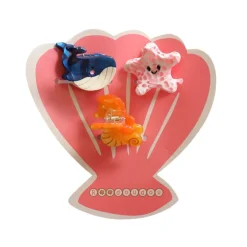 Lot de 3 pinces cheveux enfant hippocampe baleine étoile