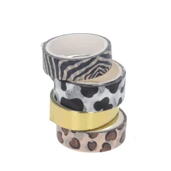 Lot de 4 rouleaux de ruban adhésif léopard zèbre