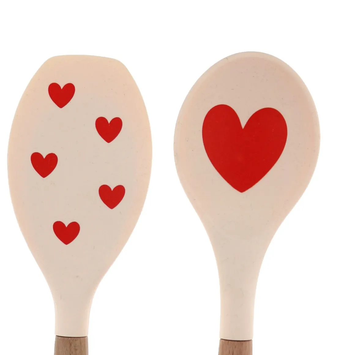 Lot de couverts à salade cœur rouge silicone