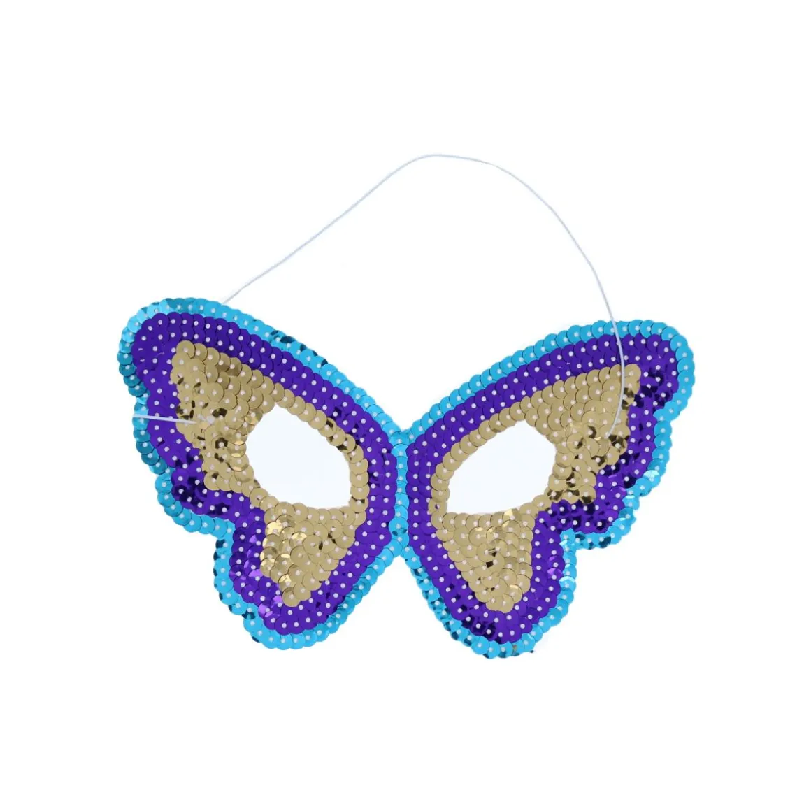 Masque papillon doré violet bleu