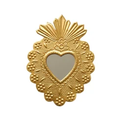 Miroir coeur ex-voto doré