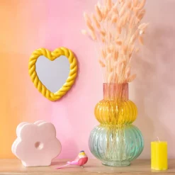 Miroir cœur jaune