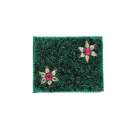 Miroir de poche à perles vertes