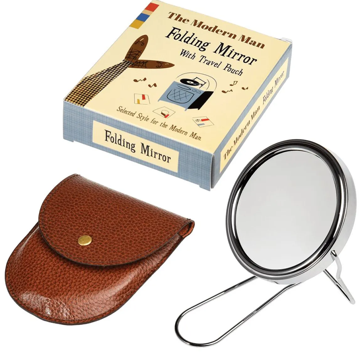 Miroir de poche et son étui