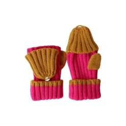Mitaines enfant rose et moutarde - La vie en rose