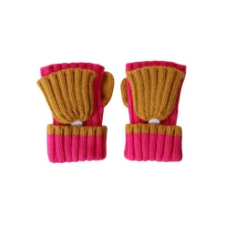 Mitaines enfant rose et moutarde - La vie en rose