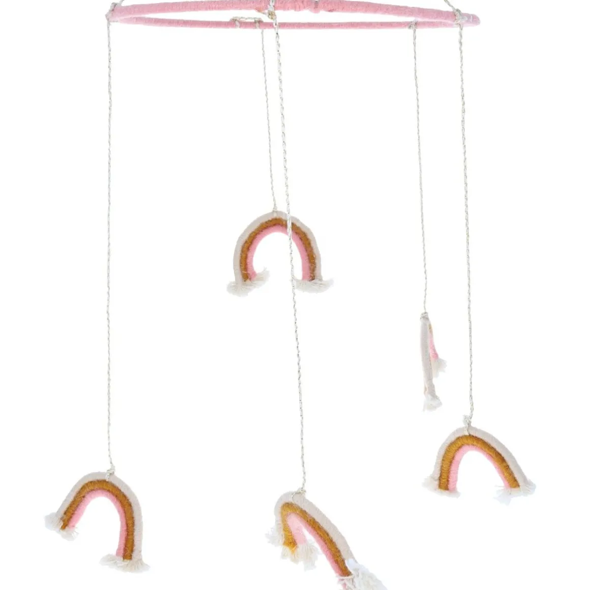 Mobile bébé arc-en-ciel rose et jaune
