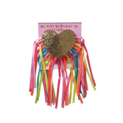 Paire d'épaulettes à clipser cœur à franges multicolores