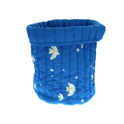 Panier de rangement matelassé oiseaux bleu - Mer Egée
