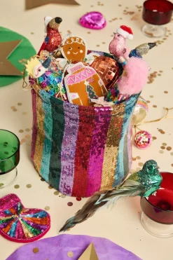 Panier rond à sequins multicolores