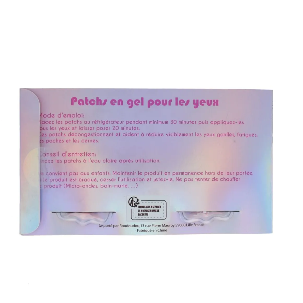 Patchs yeux en gel coquillages