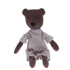 Peluche ours Marceau en combinaison vichy