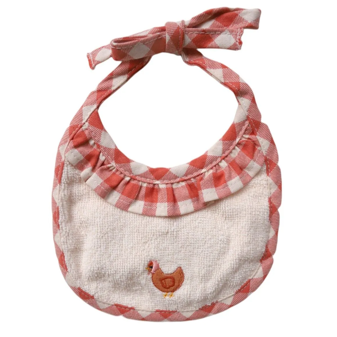 Petit bavoir rond vichy - La petite poule rousse