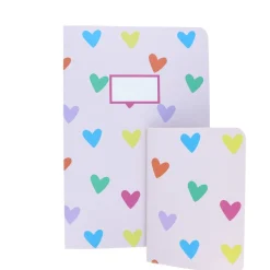 Petit carnet de notes cœurs multicolores