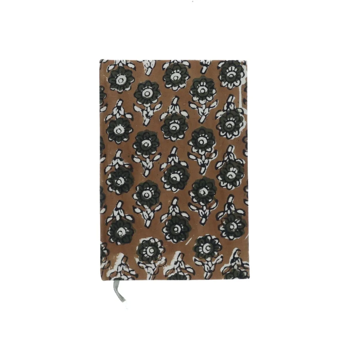 Petit carnet de notes fleuri kaki Block print - Delhi d'antan