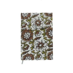 Petit carnet de notes fleuri écru Block print - Delhi d'antan