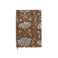 Petit carnet de notes fleuri marron Block print - Delhi d'antan