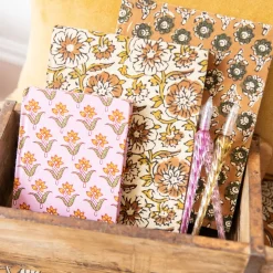 Petit carnet de notes fleuri lila block print - Delhi d'antan