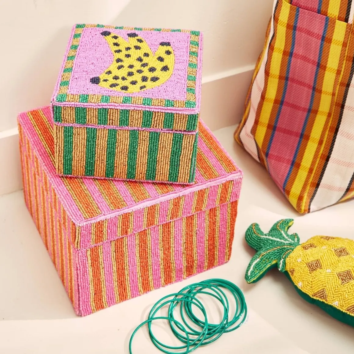 Petit coussin en perles ananas - Copacabana party !