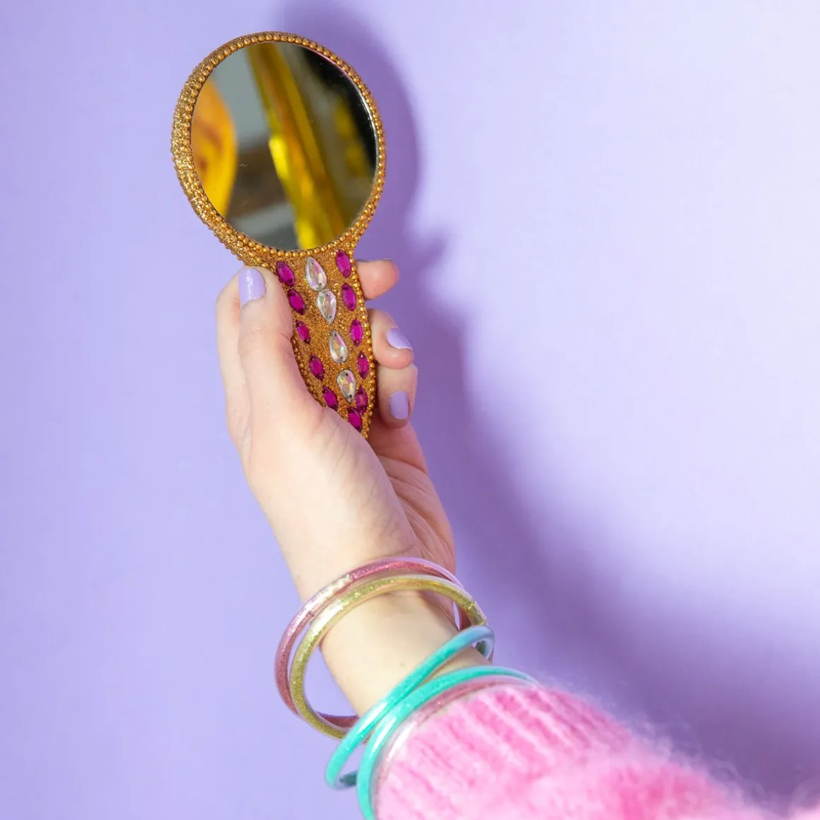 Petit miroir de poche rond indien